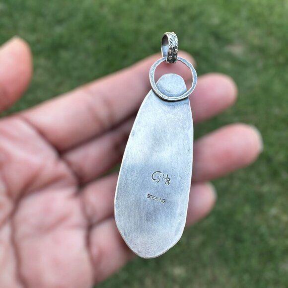 Pendant Fossil Dinosaur Gembone Paul Rossman 925 Sterling 3" w Bail 25.1g - Picture 10 of 14